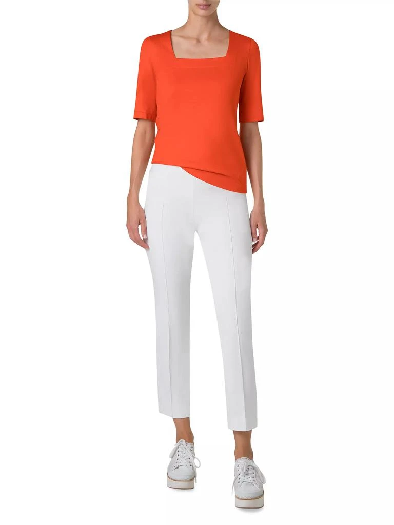 Akris Stretch-Jersey Square-Neck T-Shirt 2