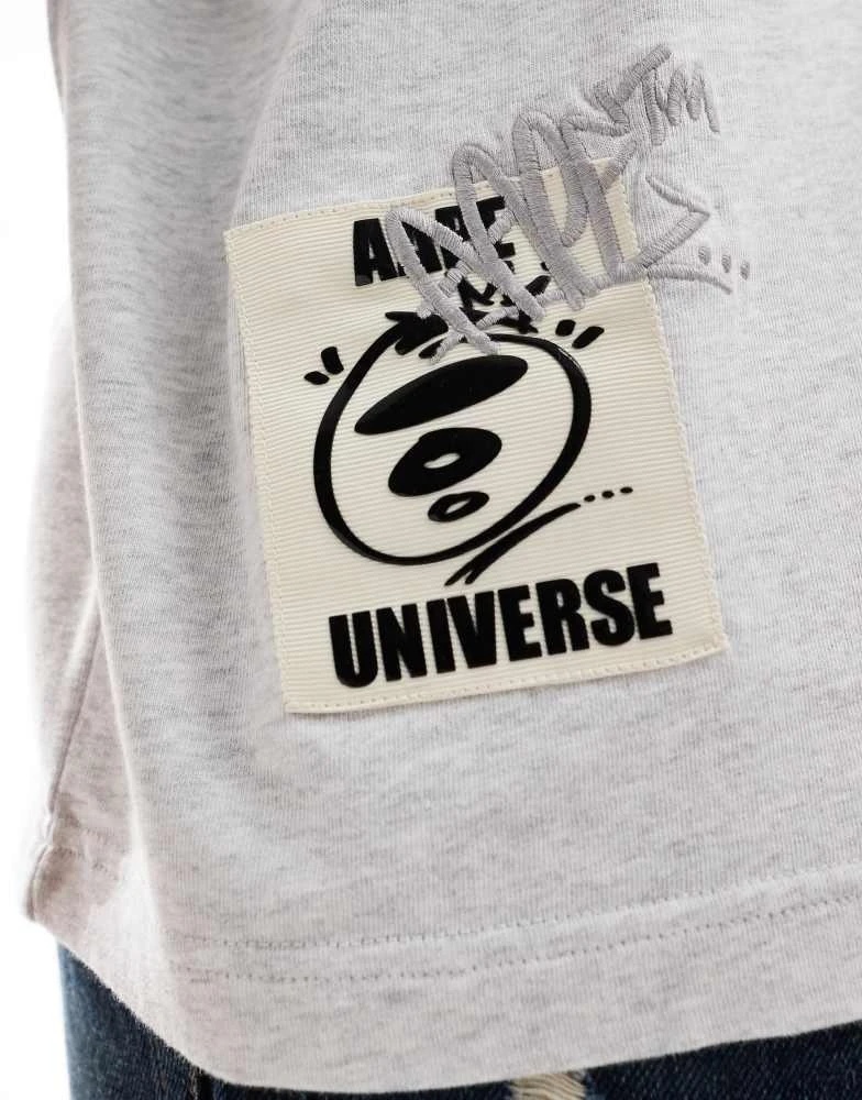 AAPE Aape By A Bathing Ape over sized t-shirt with cut and sew detail in grey 3