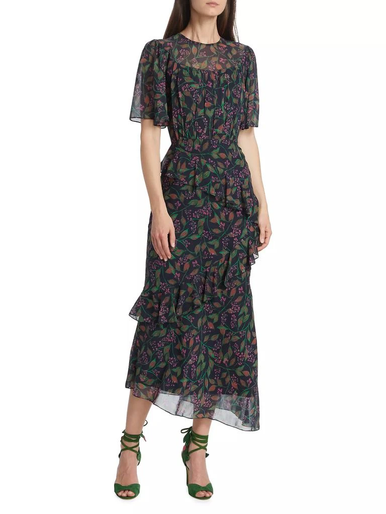 Saloni Vida Ruffled Silk Georgette Midi-Dress 3