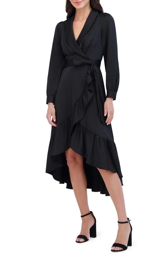 Shop Long Sleeve Faux Wrap Satin High-Low Dress on Sale at BeyondStyle   Get 84% Off Long Sleeve Faux Wrap Satin High-Low Dress with Limited-Time  Flash Deals, Exclusive Discounts, and Special Offers.