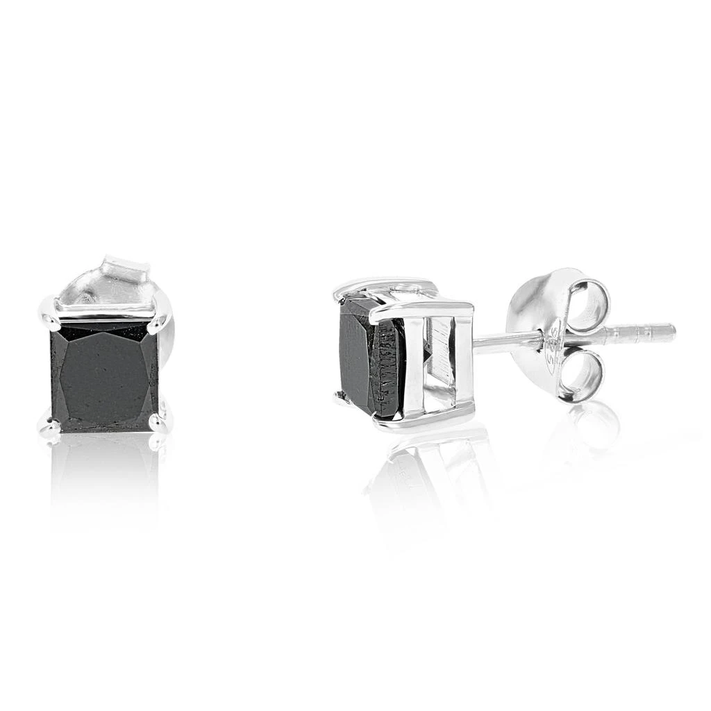 Vir Jewels 1.50 cttw Princess Cut Black Diamond Stud Earrings .925 Sterling Silver Square 1