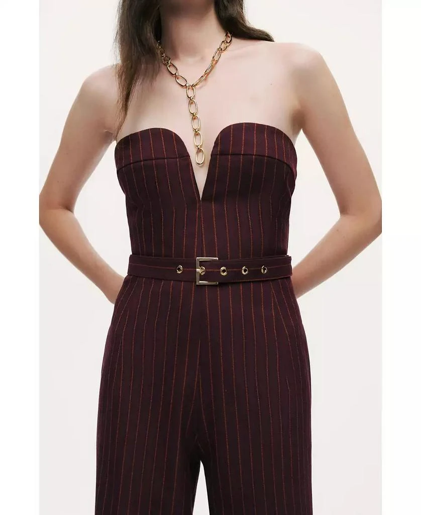NOCTURNE Women
s Strapless Pinstripe Belted Jumpsuit 2