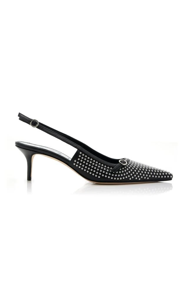 AEYDE Aeyde - Saba Studded Leather Slingback Pumps  - Black - IT 36 - Moda Operandi 1