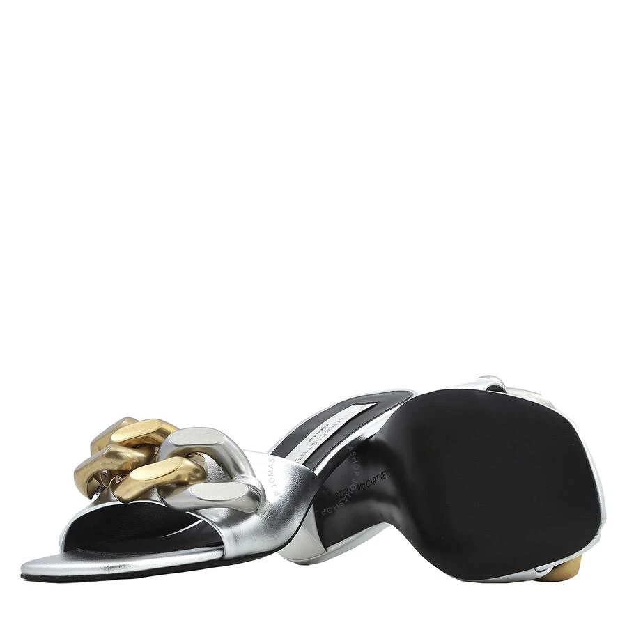Stella McCartney Ladies Silver Metallic Falabella Kitten Mules 3