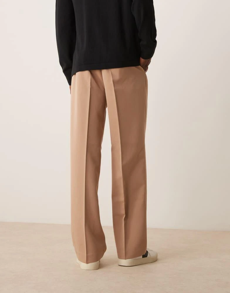 ASOS ASOS DESIGN smart wide leg trousers with front pleat in camel 4