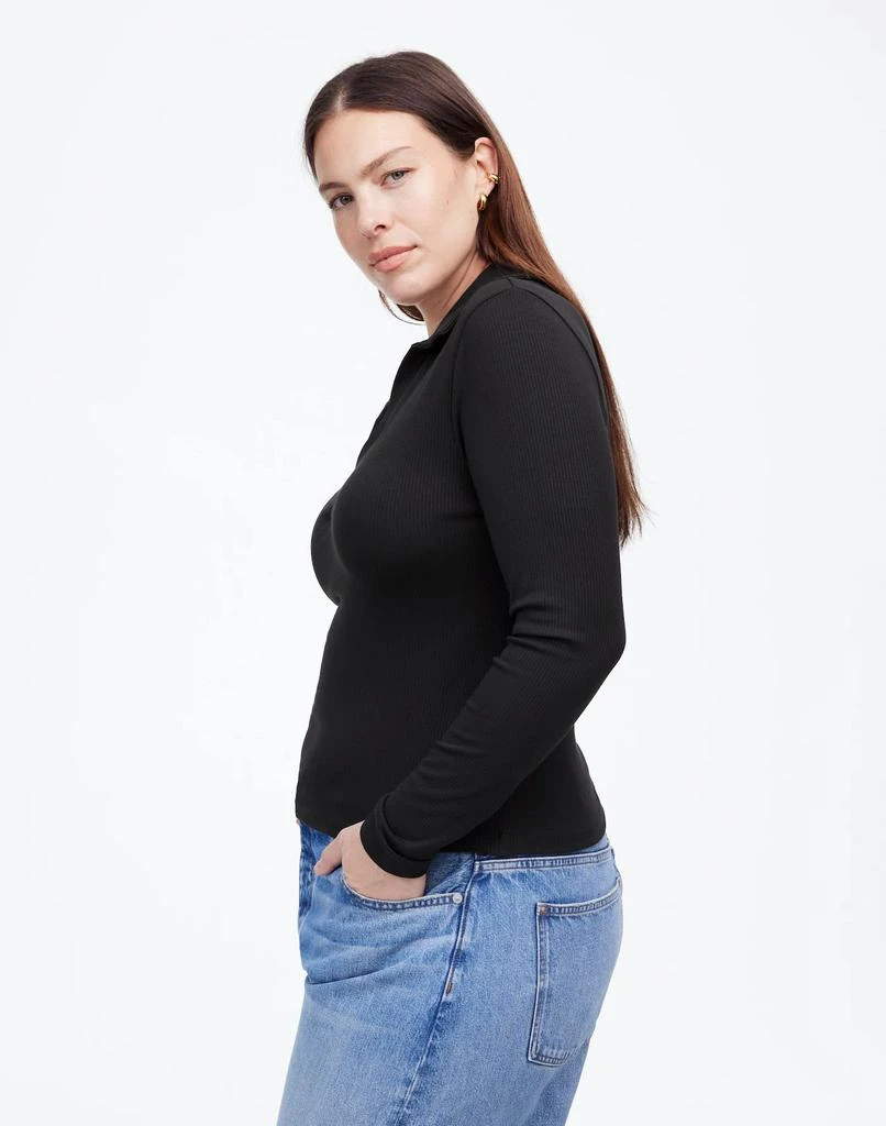 Madewell Drapey Rib Long-Sleeve Polo Top 3
