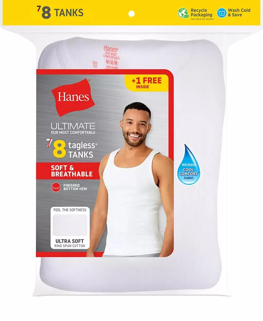 Hanes Ultimate® ComfortSoft Men's Tank Undershirt, 7+1 Bonus Pack 4