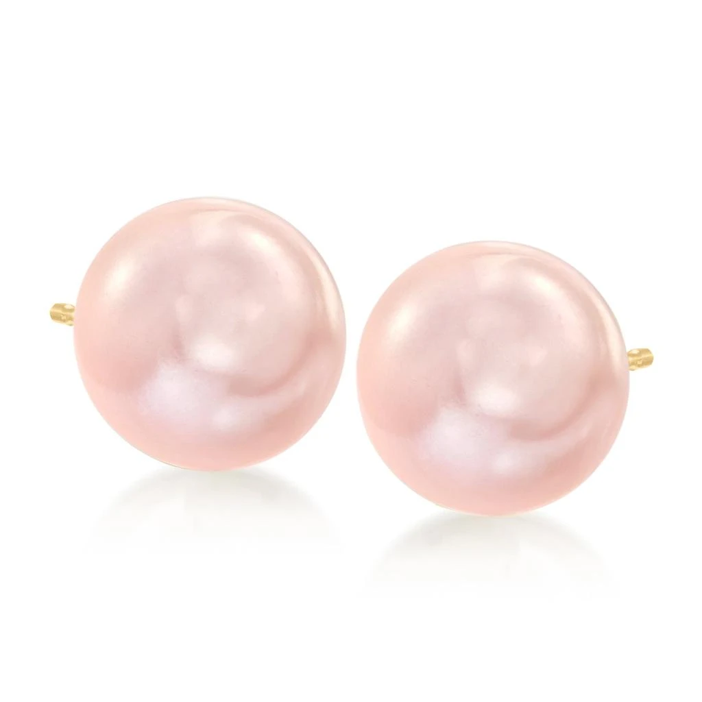 Ross-Simons 10-11mm Pink Cultured Pearl Stud Earrings in 14kt Yellow Gold 1