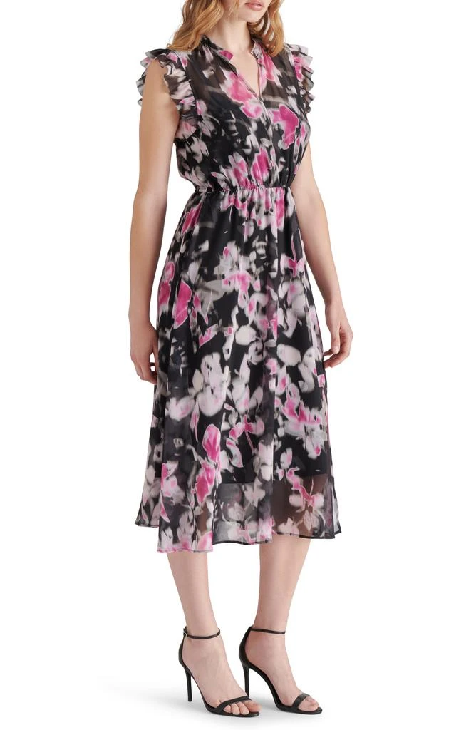 Steve Madden Allegra Floral Ruffle Chiffon Midi Dress 3