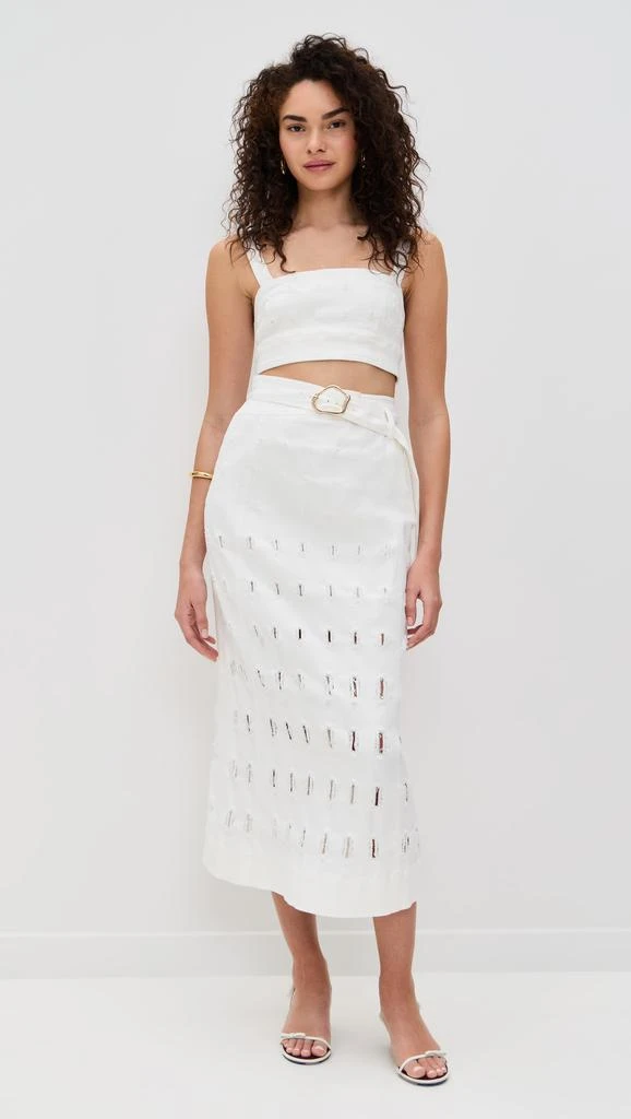 AMUR Jay Textured Twill Midi Skirt 4