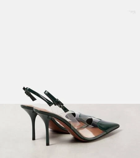 Alaïa Le Cœur 90 patent leather and PU slingback pumps 2