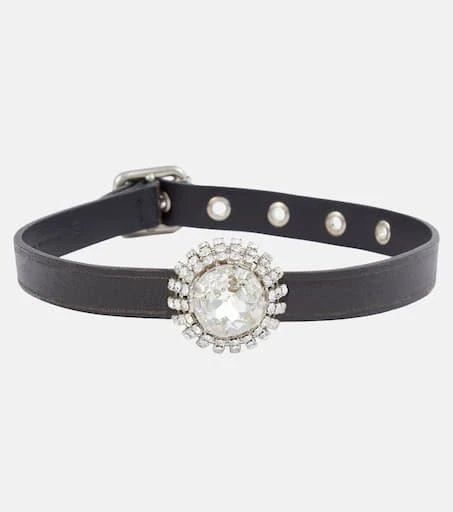 Miu Miu Crystal-embellished leather choker 1