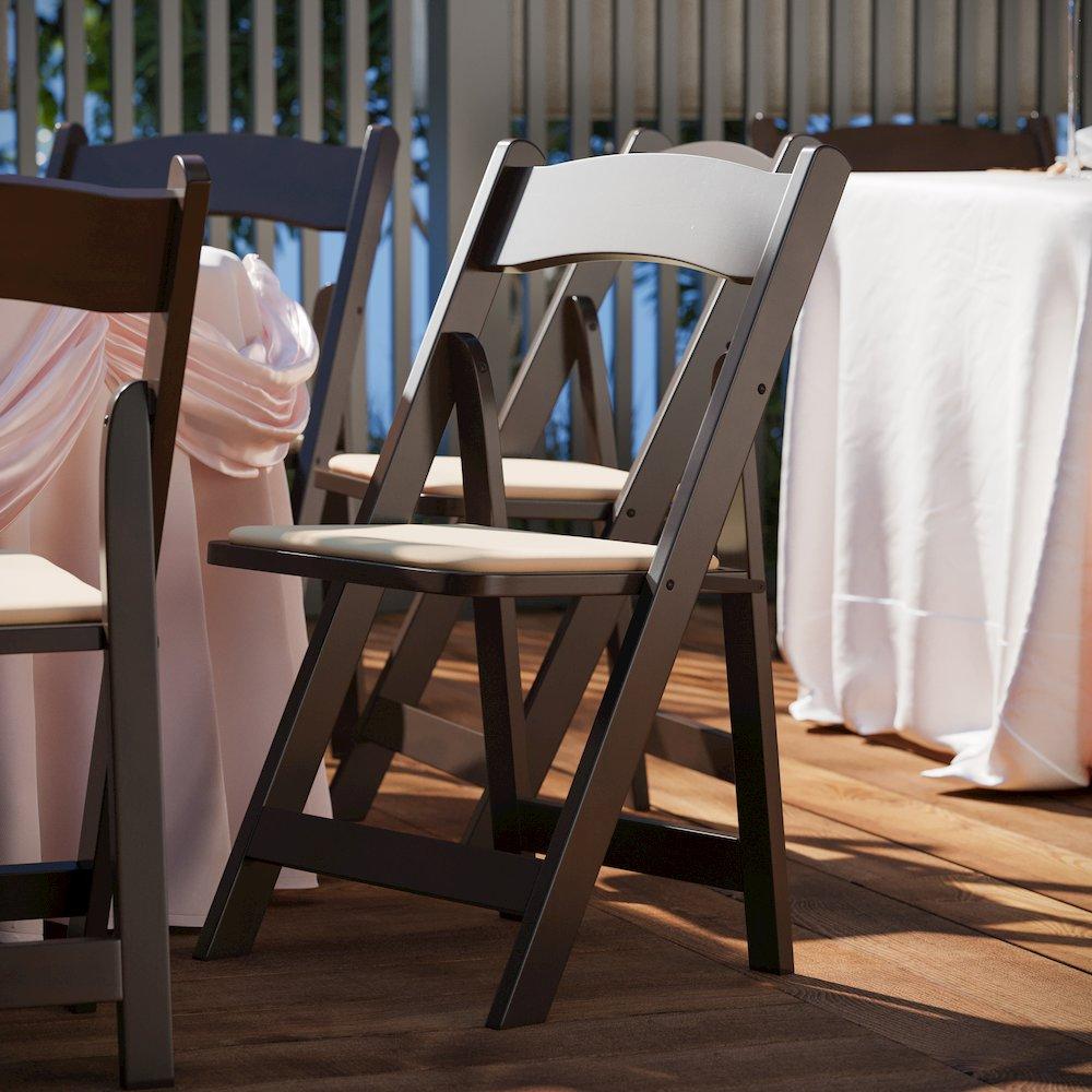 Flash Furniture Chocolate Wood Folding Chair with Vinyl Padded Seat