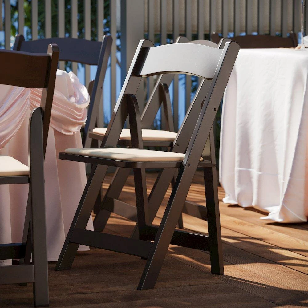 Flash Furniture Chocolate Wood Folding Chair with Vinyl Padded Seat 2