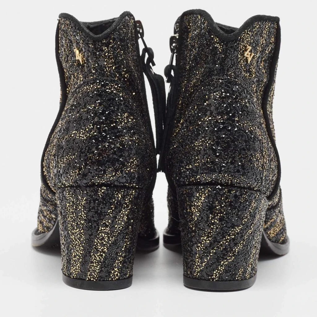ZADIG & VOLTAIRE Zadig & Voltaire Black/Gold Glitter Molly Ankle Boots Size 36 5
