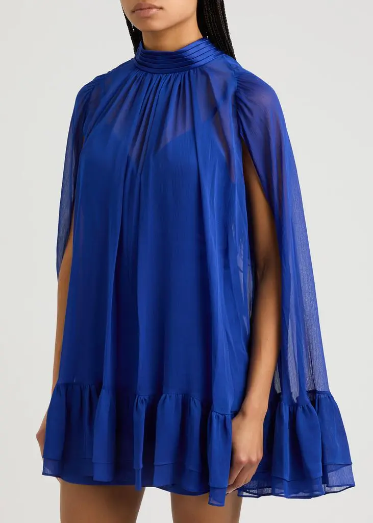 Alice + Olivia Zenon cape-effect chiffon mini dress 2