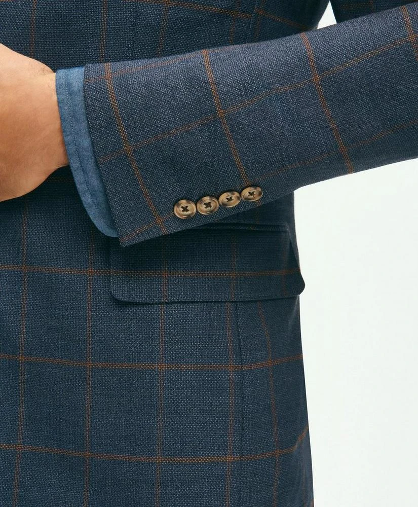 Brooks Brothers Slim Fit  Stretch Wool Hopsack Windowpane Sport Coat 4