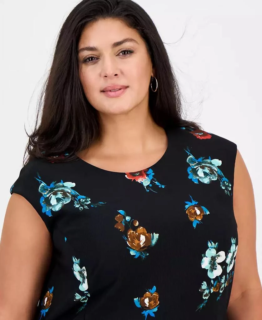 Connected Plus Size Floral-Print Fit & Flare Dress - B/g - Size 24W Connected Plus Size Floral-Print Fit & Flare Dress - B/g - Size 24W