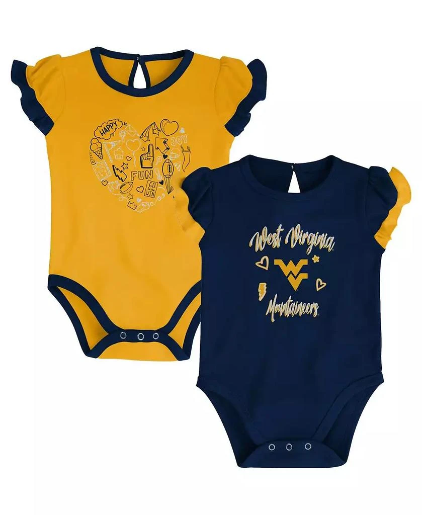 Outerstuff Girls Newborn and Infant Navy, Gold West Virginia Mountaineers Too Much Love Two-Piece Bodysuit Set 1
