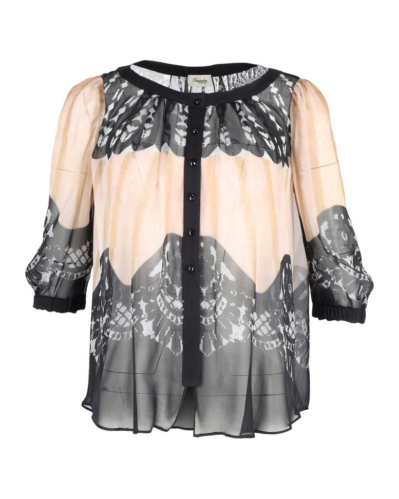 Temperley London Printed Sheer Blouse in Multicolor Silk