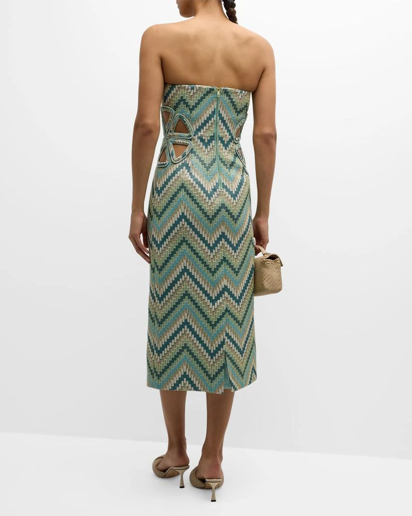 Ramy Brook Clare Chevron Jacquard Cutout Strapless Dress 4