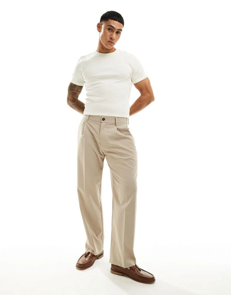 ASOS ASOS DESIGN essential 2 pack muscle fit t-shirts in off white and khaki rib 3