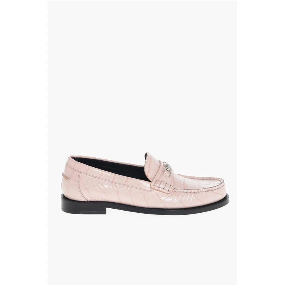 Versace Versace Crocodile Effect Printed Leather Loafers 3