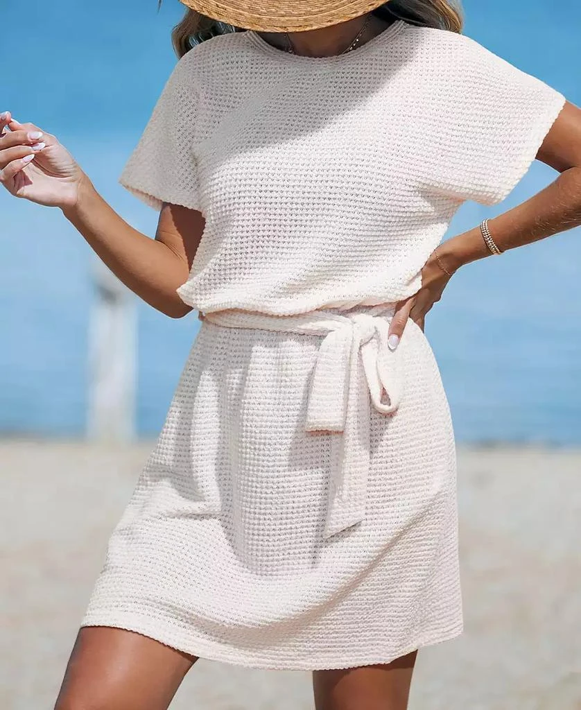 Cupshe Women
s Barefoot Walk White Cover-Up Mini Beach Dress 2