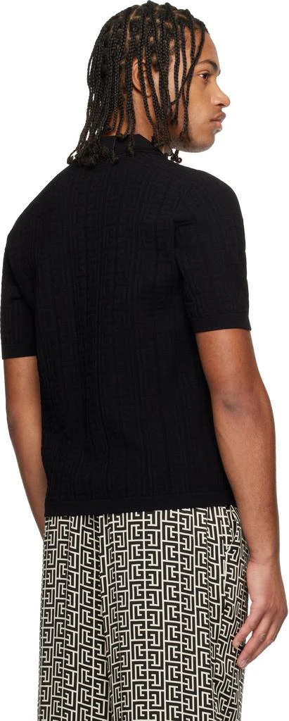 Balmain Black Monogram Knit Polo 3