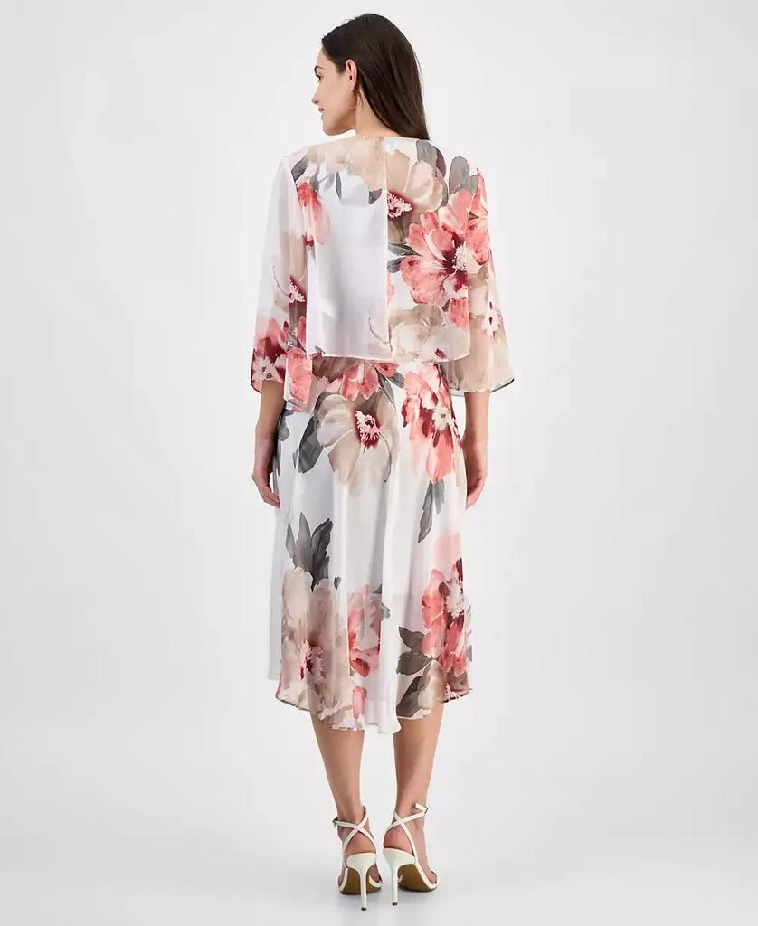 Robbie Bee Women's Floral Print Chiffon Midi Dress & Jacket Set 5