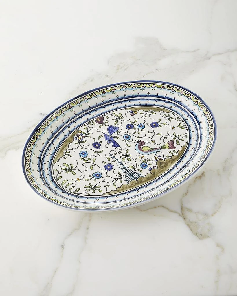 Neiman Marcus Pavoes Blue And Green Oval Platter 1