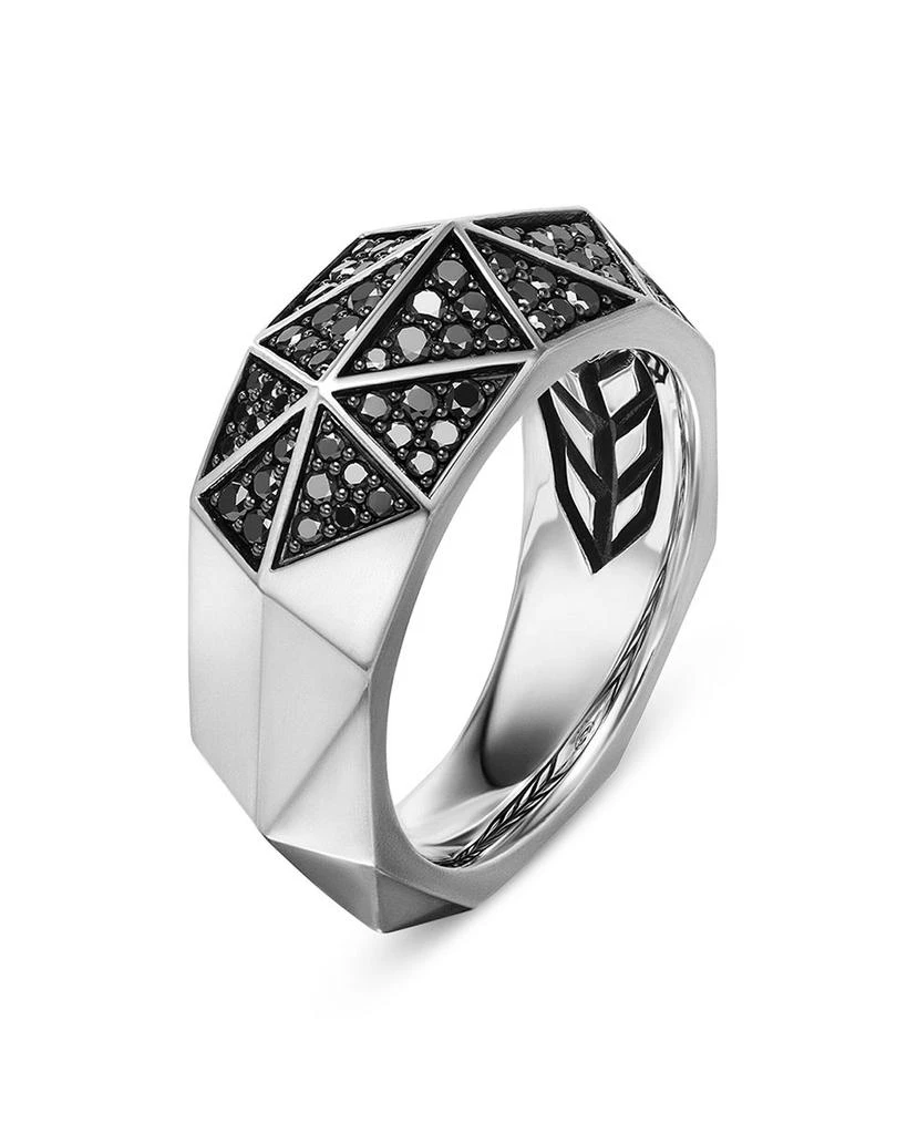 David Yurman Men's Sterling Silver Faceted Black Diamond Pavé Ring 3