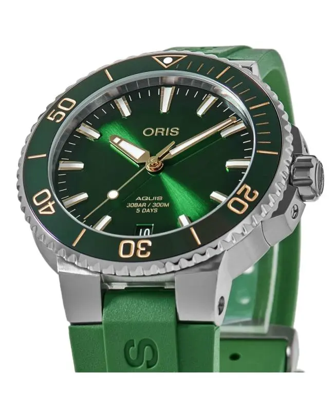 Oris Oris Aquis Date Calibre 400 Automatic Green Dial Rubber Strap Men's Watch 01 400 7769 4127-07 4 22 77FC 2