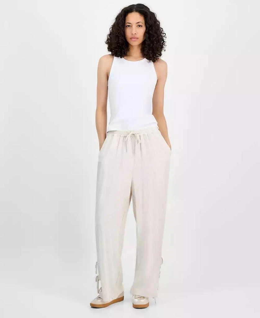 And Now This Petite Linen-Blend Hem-Cutout Side-Tie Wide Leg Pants, Exclusively at Macy's 1