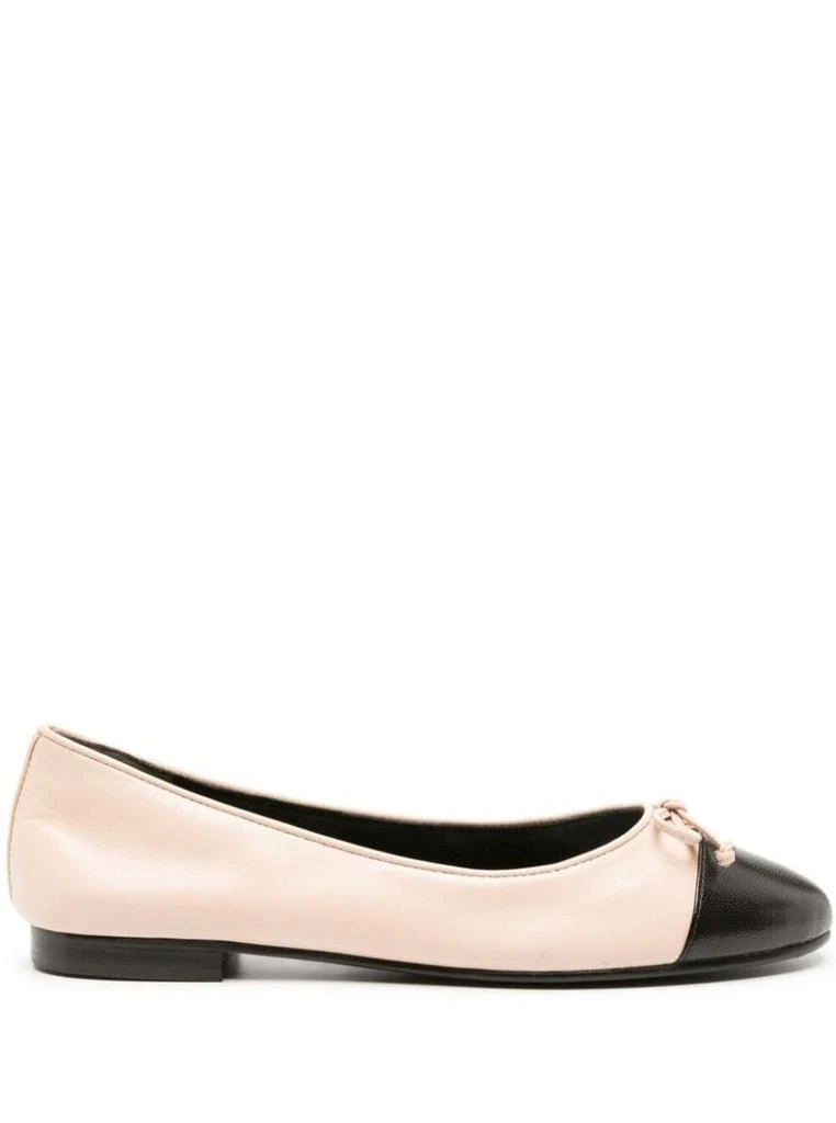 Tory Burch White Ballet Flats With Bow Detail And Contrasting Toe In Leather Woman 1