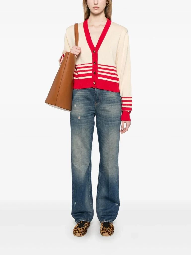Golden Goose BEIGE CARDIGAN WITH RED STRIPES 4