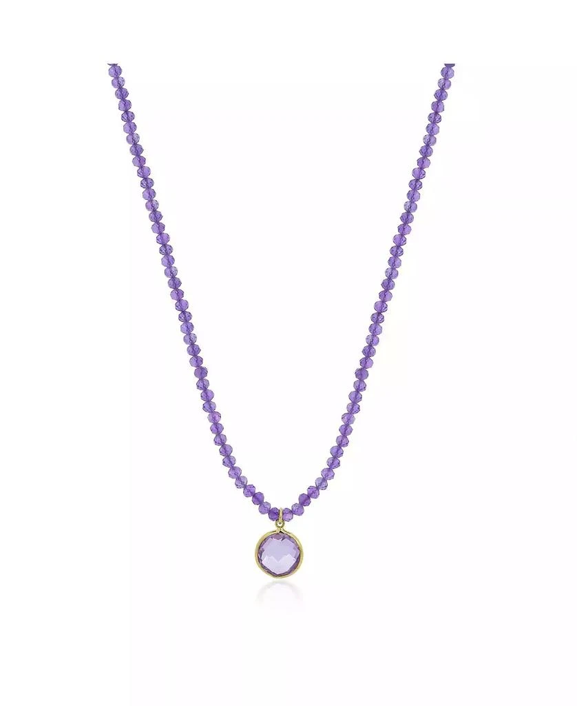 The Lovery Amethyst Bead Bezel Necklace 14K Yellow Gold