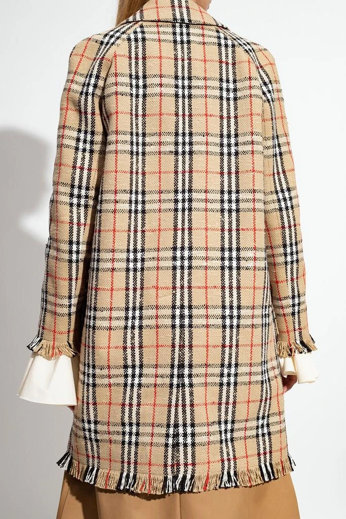 Burberry Burberry Checked Fringed-Edge Buttoned Coat 3