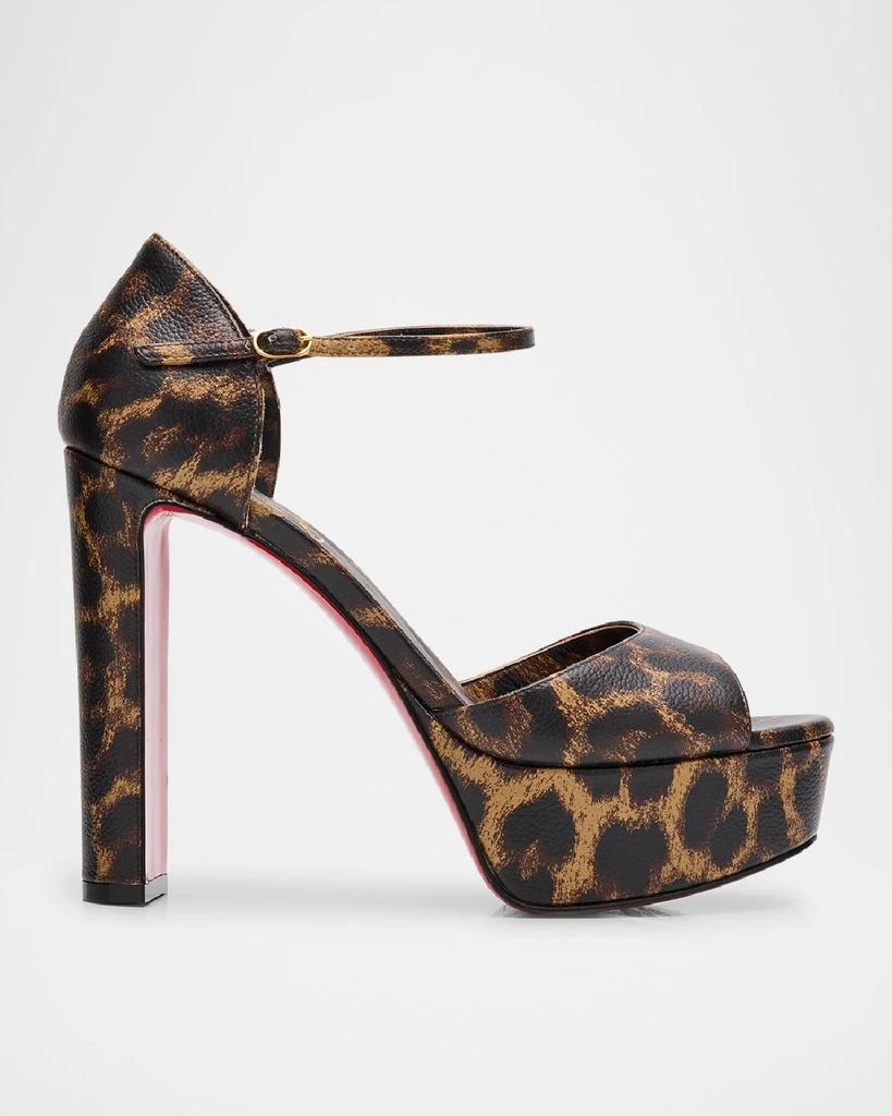 Christian Louboutin Leopard Ankle-Strap Red Sole Platform Sandals 1
