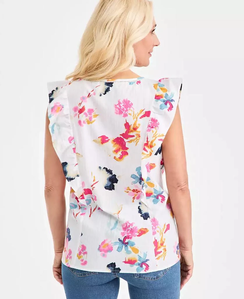 Style & Co Petite Short Flutter-Sleeve Printed Top 3