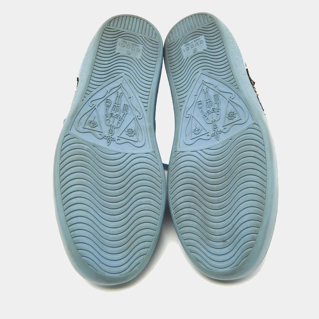 Gucci Gucci Blue Leather Flower Sequins Embellished Ace Low Top Sneakers Size 36 6
