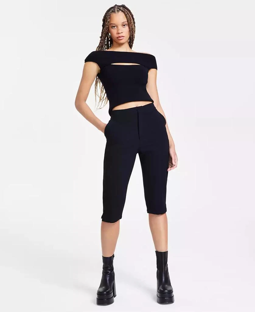Bar III Women's Woven Capri High-Rise Capri Pants, Exclusively at Macy's 1