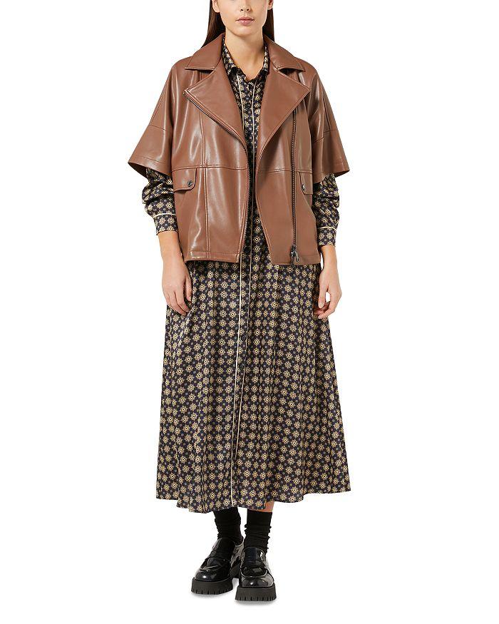 Marina Rinaldi Faux Leather Short Sleeve Moto Jacket