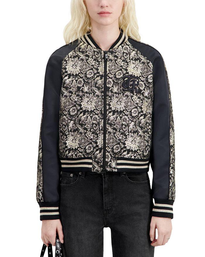 The Kooples Embroidered Satin Sleeve Jacket