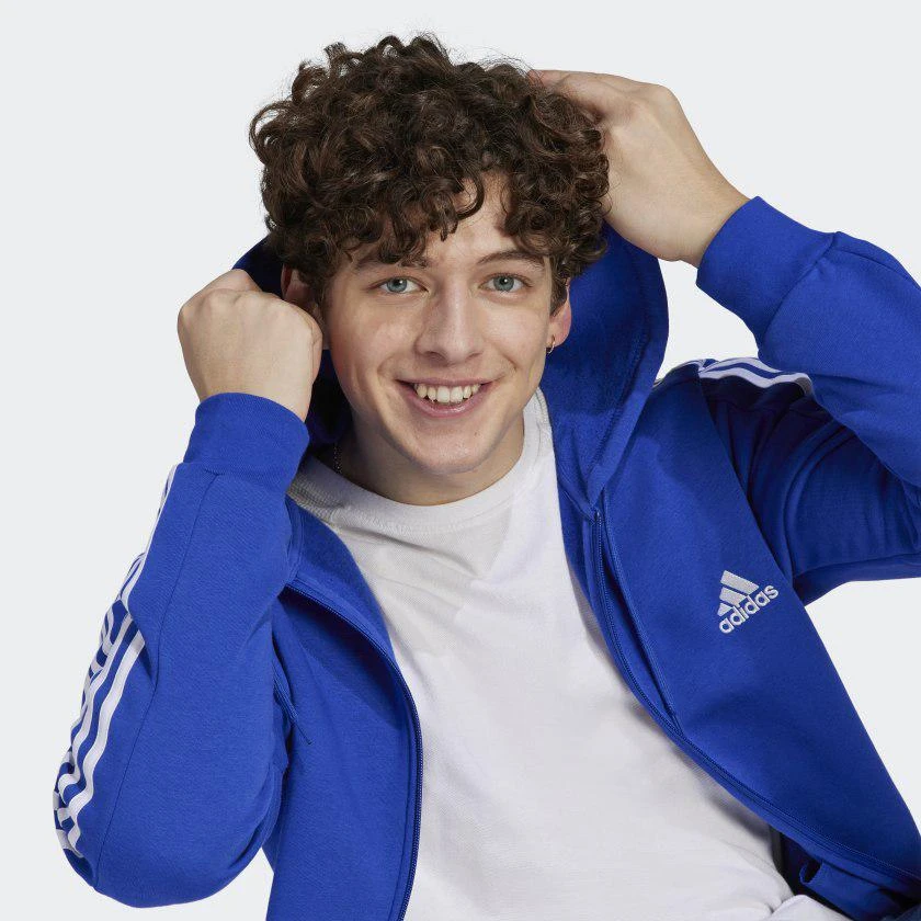 Adidas Men's  Essentials Fleece 3-Stripes Full-Zip Hoodie 4