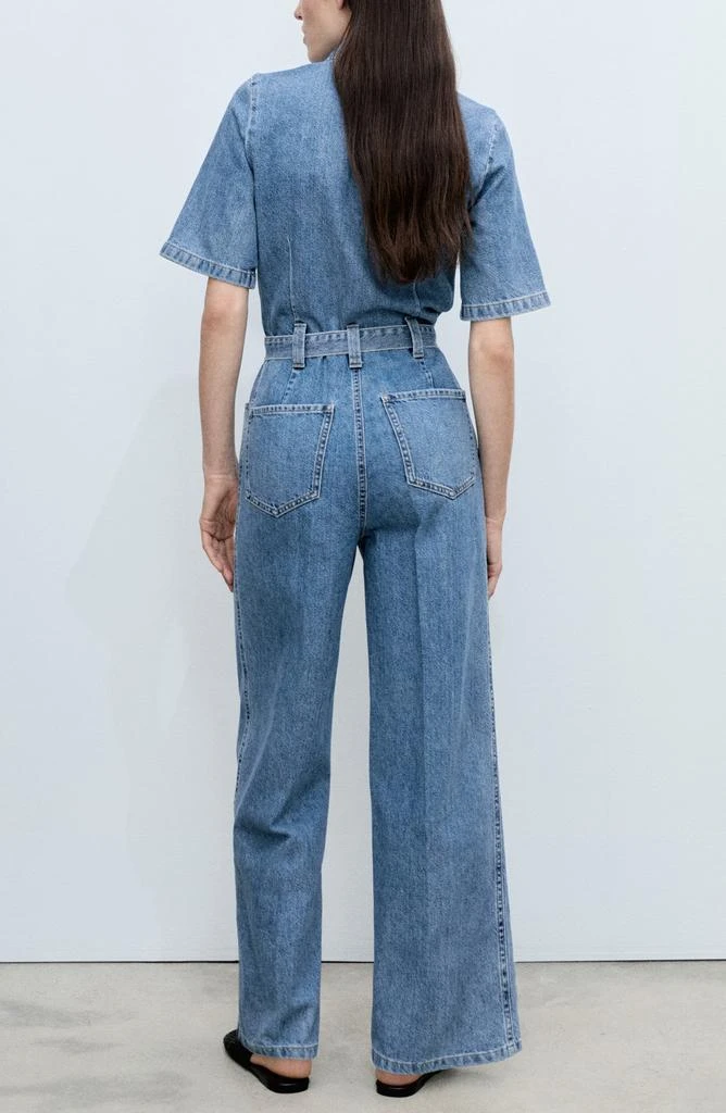 Mango Fleur Tie Waist Denim Jumpsuit 7