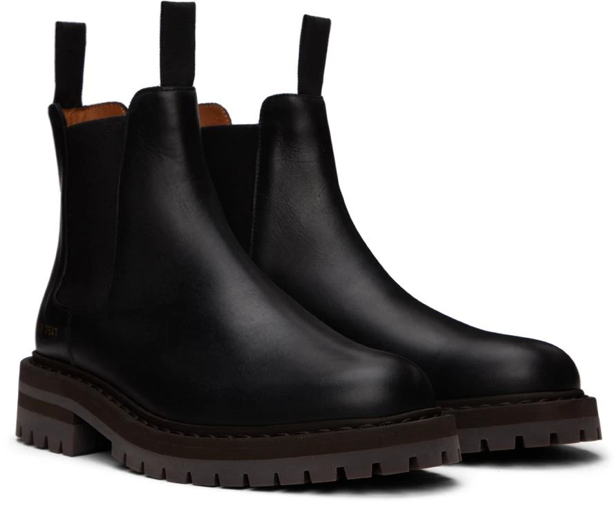 Common Projects Black Leather Chelsea Boots 4