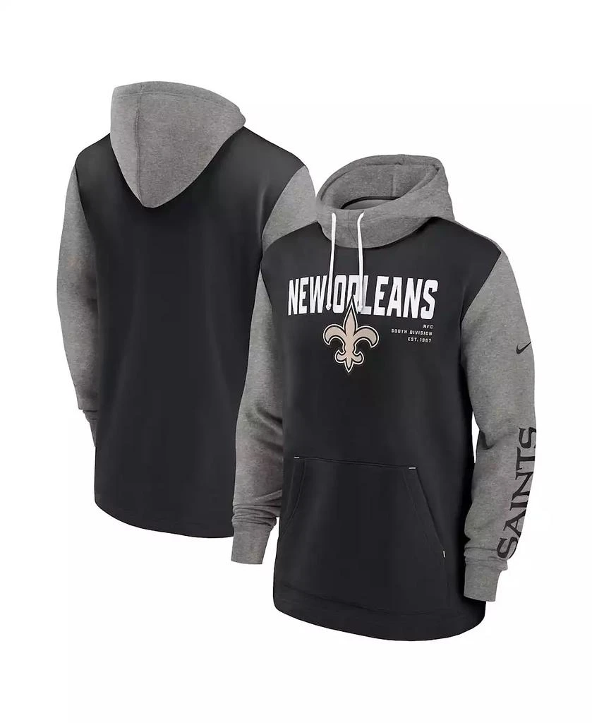 NIKE Men's Black New Orleans Saints Fashion Color Block Pullover Hoodie 1