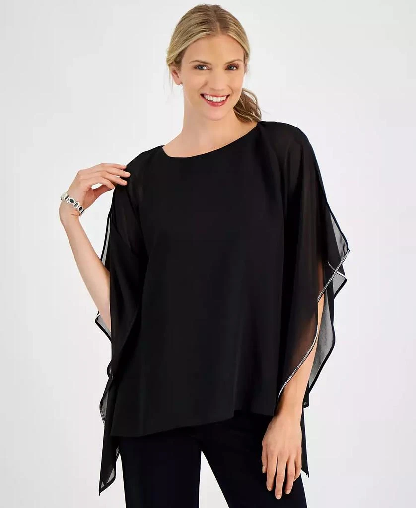 JM Collection Women's Embellished Chiffon Poncho Top, Created for Macy's 1