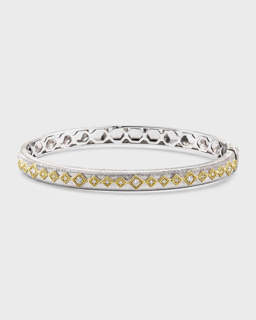 Jude Frances Mixed Metal Diamond Kite Milgrain Bangle
